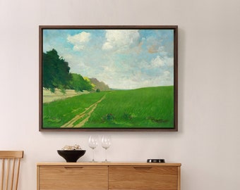 Mikuláš Jordán,Summer Landscape,Green grass landscape,path in the grass,canvas print,canvas art,canvas wall art,large wall art,framed,p1238