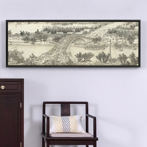 Shen Yuan, a lo largo del río durante el Festival Qingming 1, pintura china, arte de pared de dormitorio, arte de pared grande, arte de pared enmarcado, T140