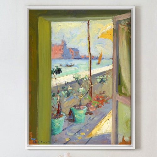 Francis Campbell Boileau Cadell,From the Calcina shops Hotel,Venetian canal outside the door,large wall art,framed wall art,canvas wall art,M5696