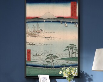 Hiroshige,kazusa Kuroto No Ura,small and Large Boats on Large