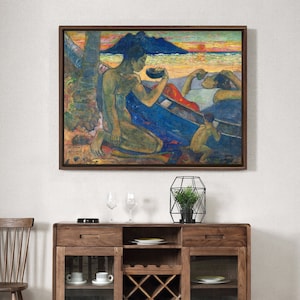 Paul Gauguin,The Boat,Canoe,Tahitian Family,canvas print,canvas art,canvas wall art,large wall art,framed wall art,p1300