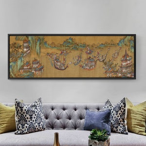 Zhao Boju,Chinese ancient architecture,Chinese landscape painting 2,Chinese Painting,bedroom wall art,Large Wall Art,Framed Wall Art,T278