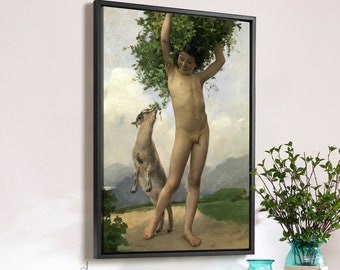 Jules Evarist Van Biesbroeck,Happy,boy and sheep,large wall art,framed wall art,canvas wall art,large canvas,M2694