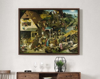 Pieter Bruegel the Elder,The Dutch Proverbs,Dutch mythology,canvas print,canvas art,canvas wall art,large wall art,framed wall art,p1368