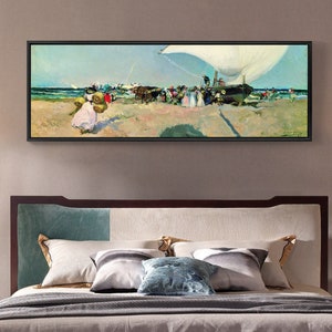 Joaquín Sorolla Y Bastida,La llegada de los barcos,Arte de pared horizontal estrecha,arte de pared grande,arte de pared enmarcado,arte de pared de lienzo,M105