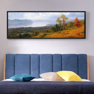 Albert Bierstadt,View On The Hudson Looking Across The Tappen Zee Towards Hook Mountain,Narrow Horizontal Wall Art ,Large Wall Art,M2
