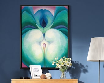 Georgia O&#39;Keeffe,Series I White,Blue Flower Shapes,Canvas Print,Canvas Art,Canvas Wall Art,Large Wall Art,Framed Wall Art,P471