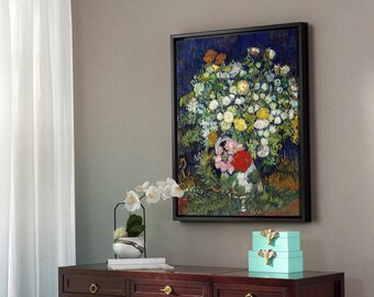 Vincent van Gogh, ramo de flores en un jarrón, impresión de lienzo, arte de lienzo, arte de pared de lienzo, arte de pared grande, arte de pared enmarcado, p674