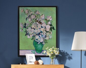 Vincent Van Gogh,Roses,Rose In Vase,White Rose,Canvas Print,Canvas Art,Canvas Wall Art,Large Wall Art,Framed Wall Art,P682