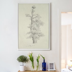 Caspar David Friedrich,Ancient Oak Tree with a Storks Nest Drawing,large wall art,framed wall art,canvas wall art,large canvas,M2305