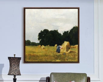 Emil Carlsen,Peasant in a Field,Farmland haystack,canvas print,canvas art,canvas wall art,large wall art,framed wall art,p2667