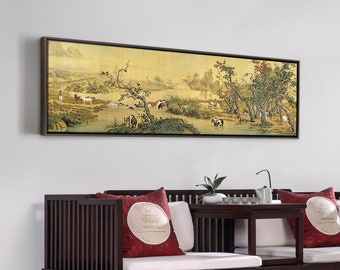 Giuseppe Castiglione,Pastoral Landscape,Canvas Print,Canvas Art,Canvas Wall Art,Large Wall Art,Framed Wall Art,Asian Wall Art,Chinese P341