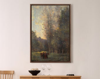 Imitator Of Corot Barnyard Scene Painting Large Wall Art Print 18X24 In