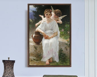 William-Adolphe Bouguereau,Whisperings of Love,Angel art,canvas print,canvas art,canvas wall art,large wall art,framed wall art,p2585
