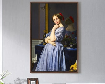 Jean Auguste Dominique Ingres,Louise De Broglie,Countess D'Haussonville,Leinwanddruck,Leinwand Kunst,Leinwand Kunst,Große Wandkunst,gerahmt,P2255