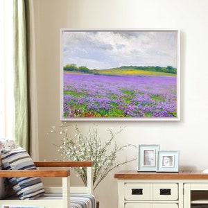 Jose Arpa,Morning,Purple Wild Flowers,Flower Field Scenery,Canvas Print,Canvas Art,Canvas Wall Art,Large Wall Art,Framed Wall Art,P1176
