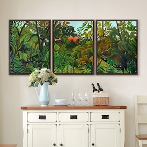 Henri Rousseau,The Equatorial Jungle,Leopard on the Tree,Set of 3 Wall Art,Set of Three Canvas,canvas wall art,Triptych canvas,S458