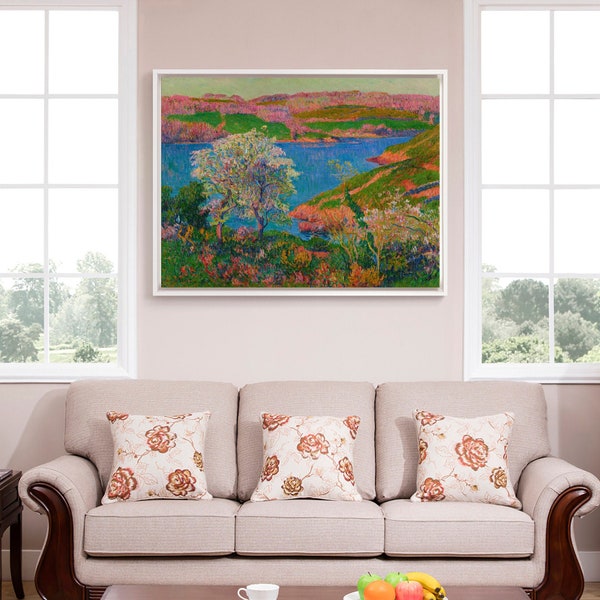 Henry Moret, L'Anse du Goulineau,Blue lake scenery,canvas print,canvas art,canvas wall art,large wall art,framed wall art,p1114
