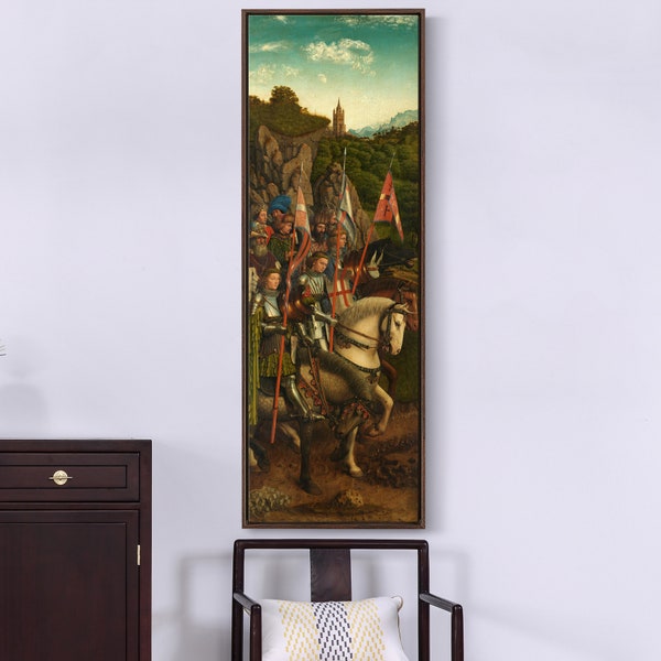 Jan Van Eyck, Ridders van Christus, Lam Gods (2), Verticale Smalle Kunst, Grote Kunst aan de Muur, Ingelijste Kunst aan de Muur, Canvas Kunst aan de Muur, M497