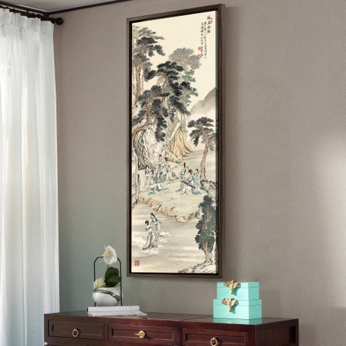 Xu Cao,Fairy on the island,Chinese beauty painting,Vertical Narrow Art,large wall art,framed wall art,canvas shops wall art,M844