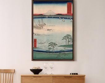 Hiroshige,kazusa Kuroto No Ura,small and Large Boats on Large