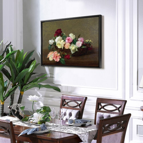 Ignace-Henri-Theodore Fantin-Latour,A Basket of Roses,large wall art,framed wall art,canvas wall shops art,large canvas,M4168