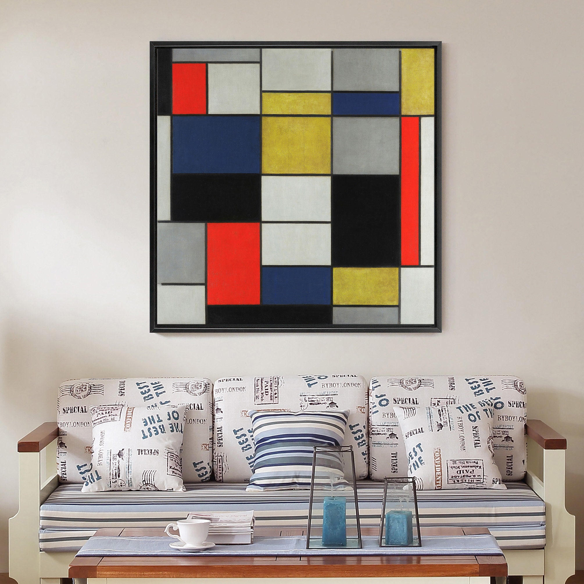 Piet Mondrian Large composition A with black red gray yellow | Etsy