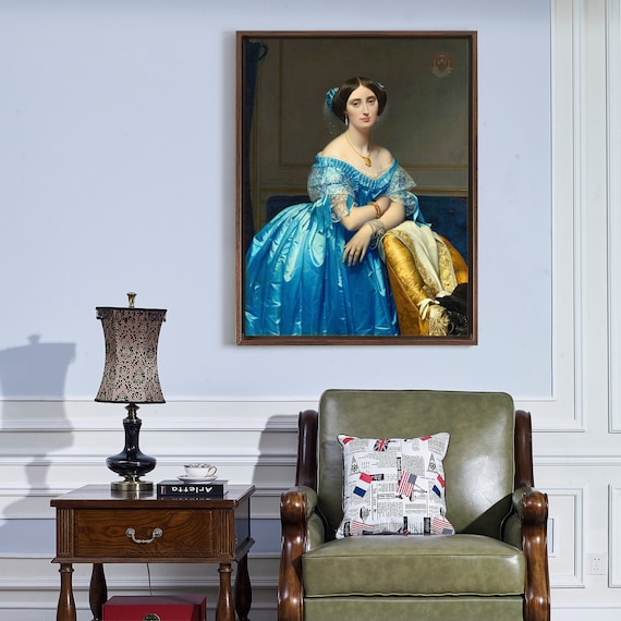 Jean Auguste Dominique Ingres,la Princesse De Broglie,princess in A Blue Dress,canvas Print,canvas Art,canvas Wall Art,large Wall Art,p721_2