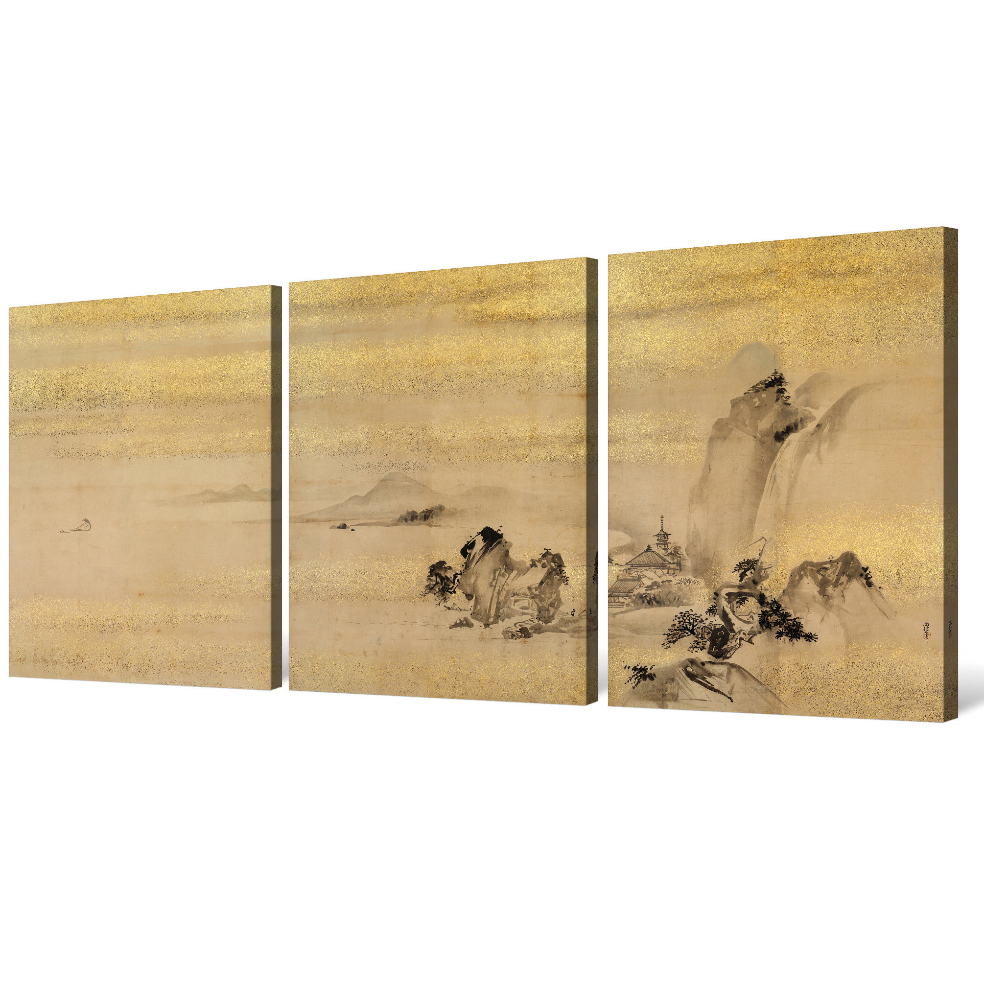 Kano Naonobu,fishing Village Scenery ,asian Art,japanese Art,set