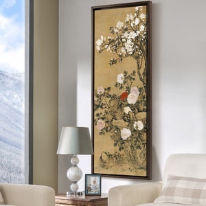 Zou Yigui,Magnolia And Peony,Chinese Floral Art,Vertical Narrow Art,Large Wall Art,Framed Wall Art,Canvas Wall Art,M910