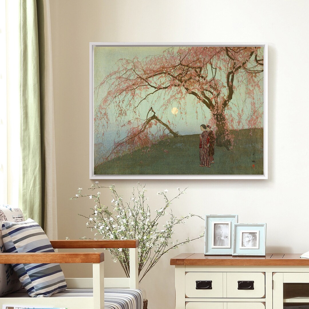 Yoshida Hiroshi,kumoi Cherry Trees,japanese Painting,large Wall