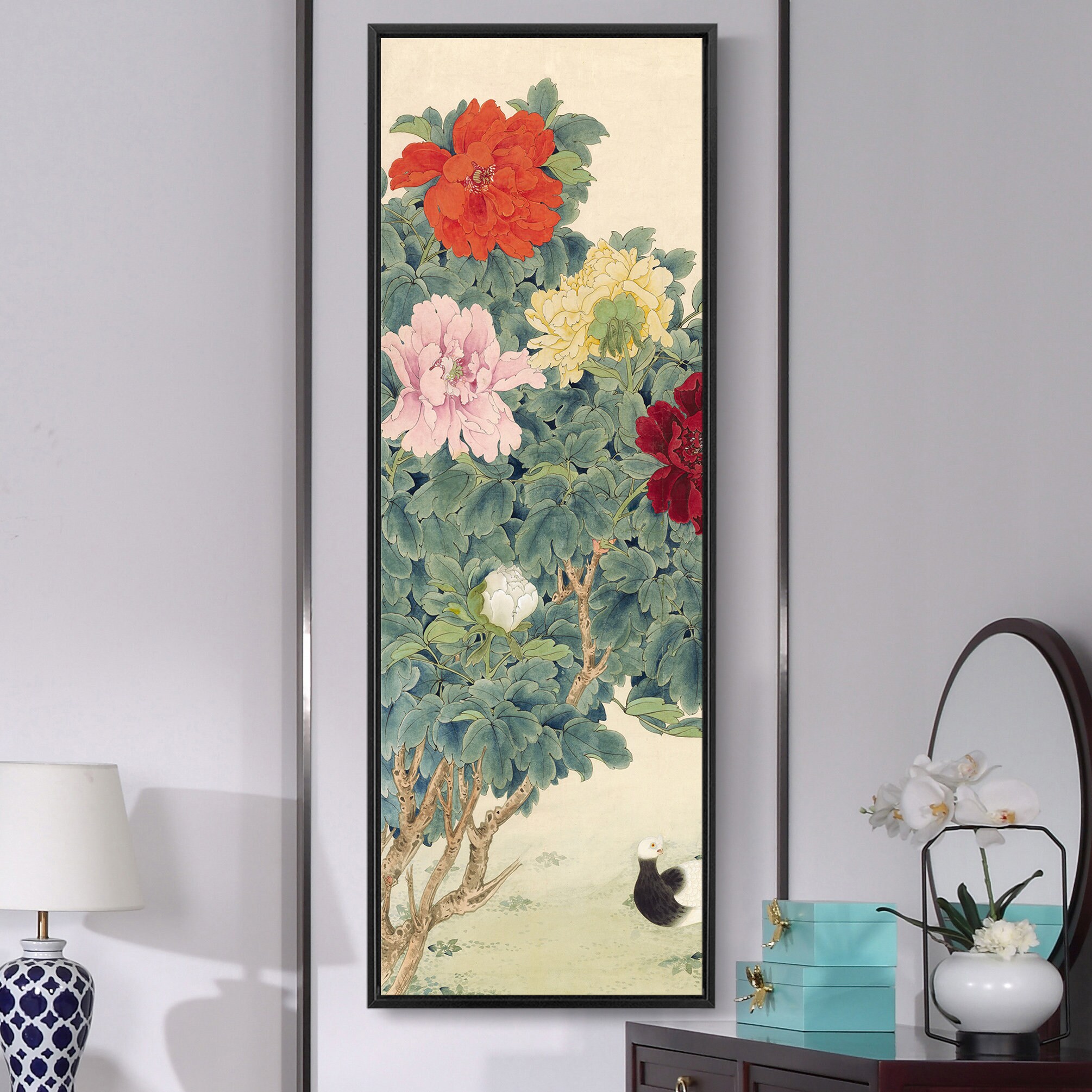 Yu Feianpeonies and Pigeons,chinese Flower Paintings