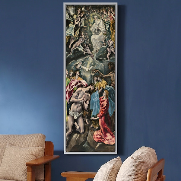 El Greco,The Baptism of Christ,Vertical Narrow Art,large wall art,framed wall art,canvas wall art,M382
