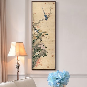 Chen Mei,Birds On Branches,Chinese Birds And Flowers Paintings,Vertical Narrow Art,Large Wall Art,Framed Wall Art,Canvas Wall Art,M341.