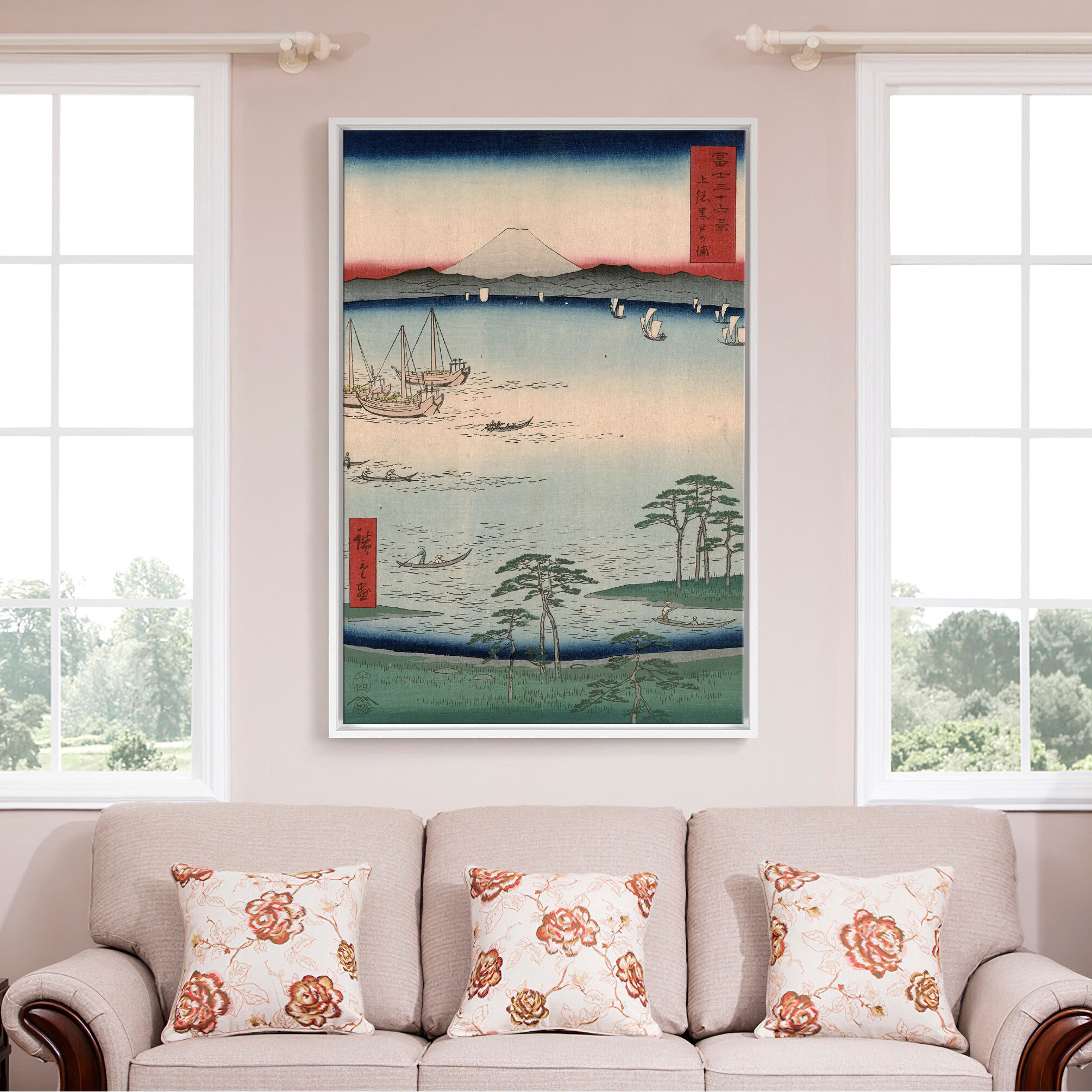 ひろしげ Hiroshige,kazusa Kuroto No Ura,small and Large Boats on Large