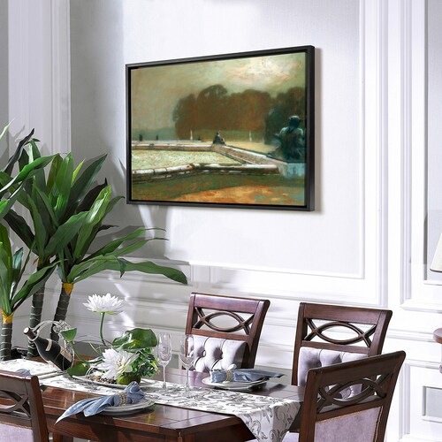 Henri Eugene Augustin Le Sidaner,Statues, The Garden at Versailles,Pastel,large wall art,framed wall art,canvas wall art,large shops canvas,M4074