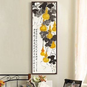 Qi Baishi,Yellow gourd ,Chinese painting,Vertical Narrow Art,large wall art,framed wall art,canvas wall art,M686