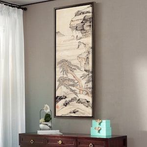 Hongren,Huangshan mountain scenery in China,Chinese Landscape Painting,Vertical Narrow Art,large wall art,framed wall art,canvas wall,M475