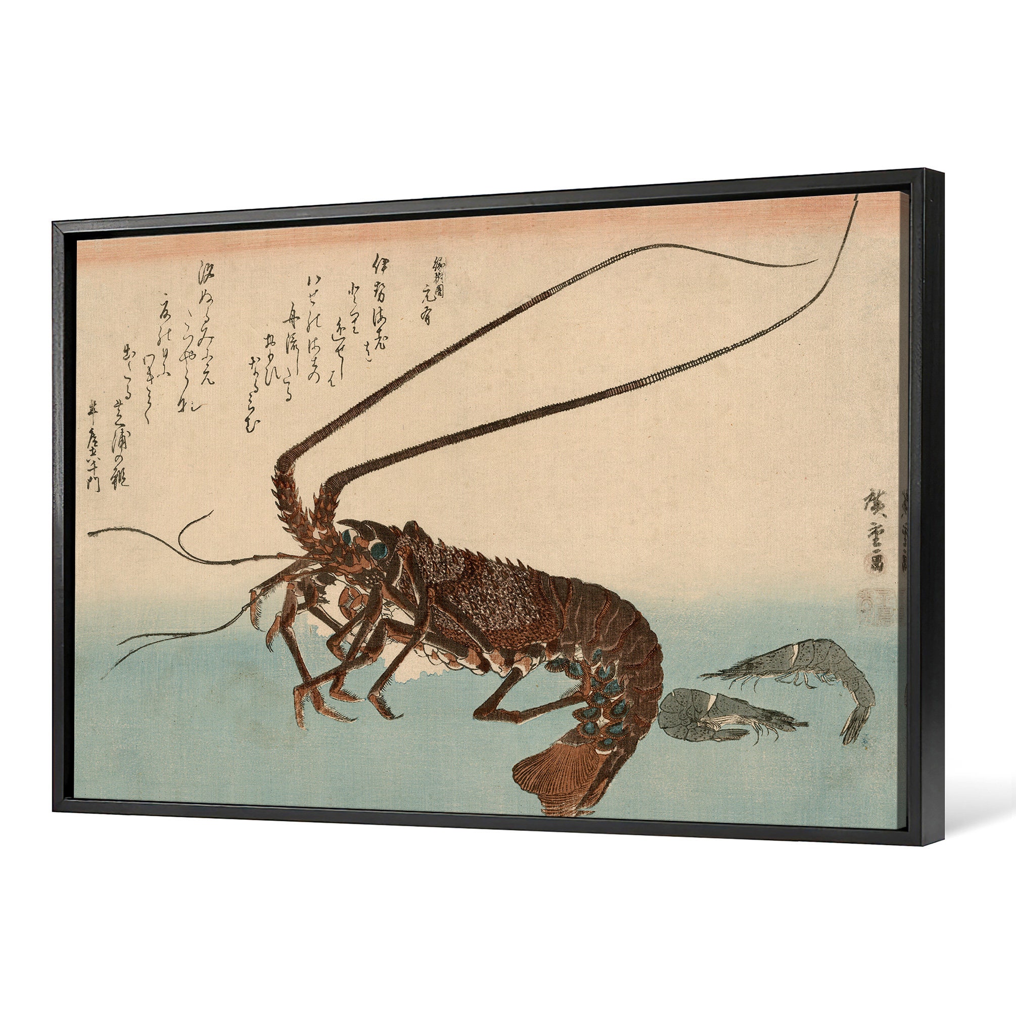 Hiroshige,lobsters,japanese Painting,large Wall Art,framed Wall