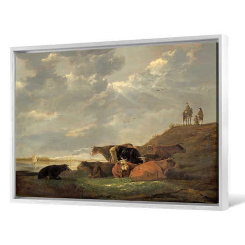 Aelbert Cuyp,River Landscape shops with Cows,large wall art,framed wall art,canvas wall art,large canvas,M2980