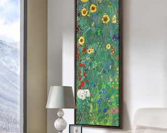 Gustav Klimt,Farm Garden With Sunflowers-3,Vertical Narrow Art,Large Wall Art,Framed Wall Art,Canvas Wall Art,M433