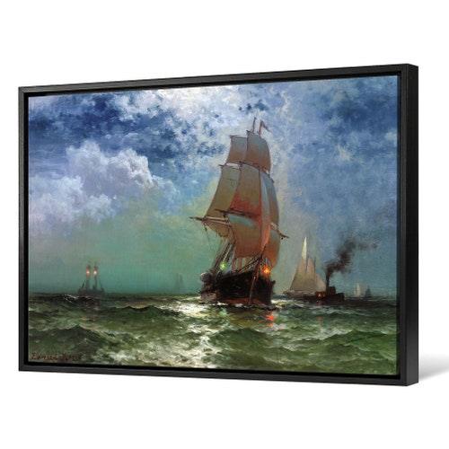 Edward Moran,Ships Sailing at Night,large wall art,framed wall art,canvas shops wall art,large canvas,M3598
