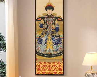 Chinese Art,Empress Xiaoshengxian I,China Empress,Vertical Narrow Art,Large Wall Art,Framed Wall Art,Canvas Wall Art,M363