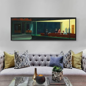 Edward Hopper,Nighthawks,Bar Art,,Canvas Print,Canvas Art, Canvas Wall Art,Extra Large Canvas Art,Large Canvas Wall Art P95