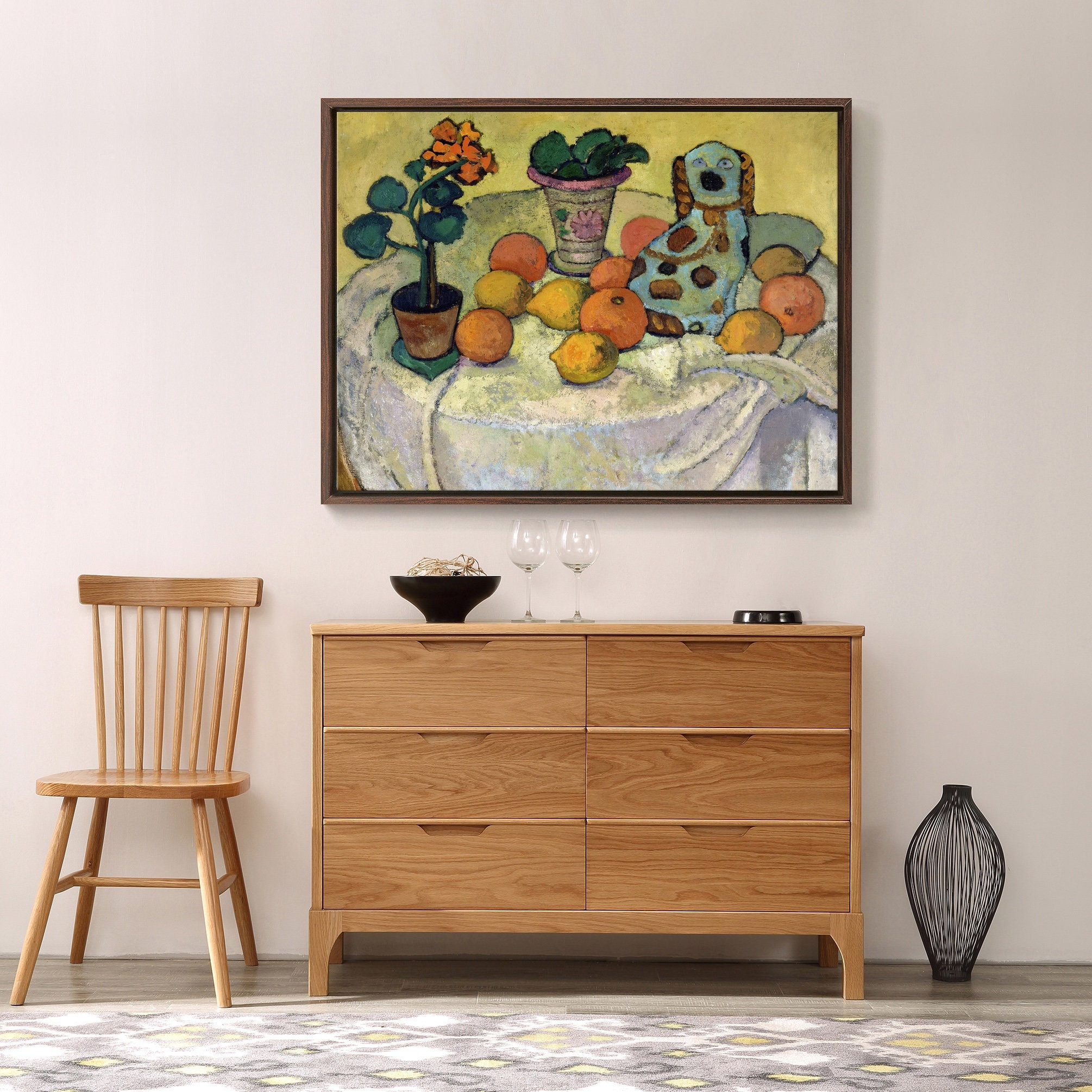 Paula Modersohn-Becker,Still Life with Oranges and Stoneware Dog,large wall art,framed wall art,canvas wall art,large canvas,M4822