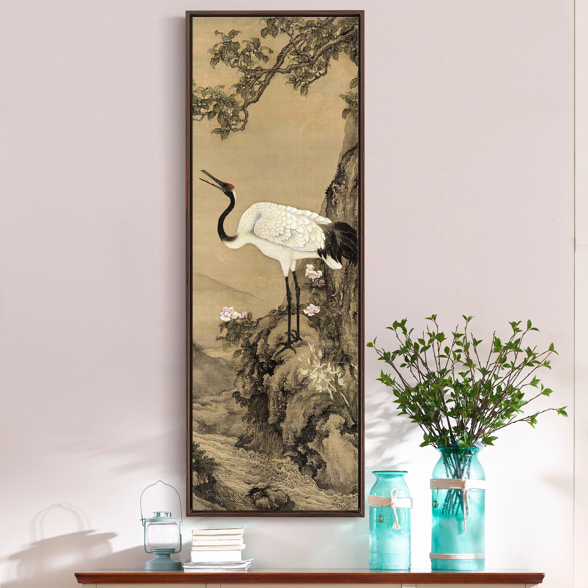 Shen Quan,osmanthus Trees and Cranes,asian Decor Canvas