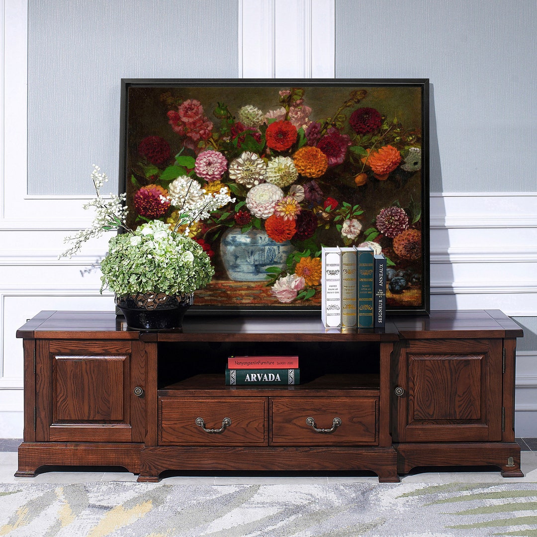 Eugène Delacroix,still Life With Dahlias,zinnias,hollyhocks and Plums,canvas Print,canvas Art