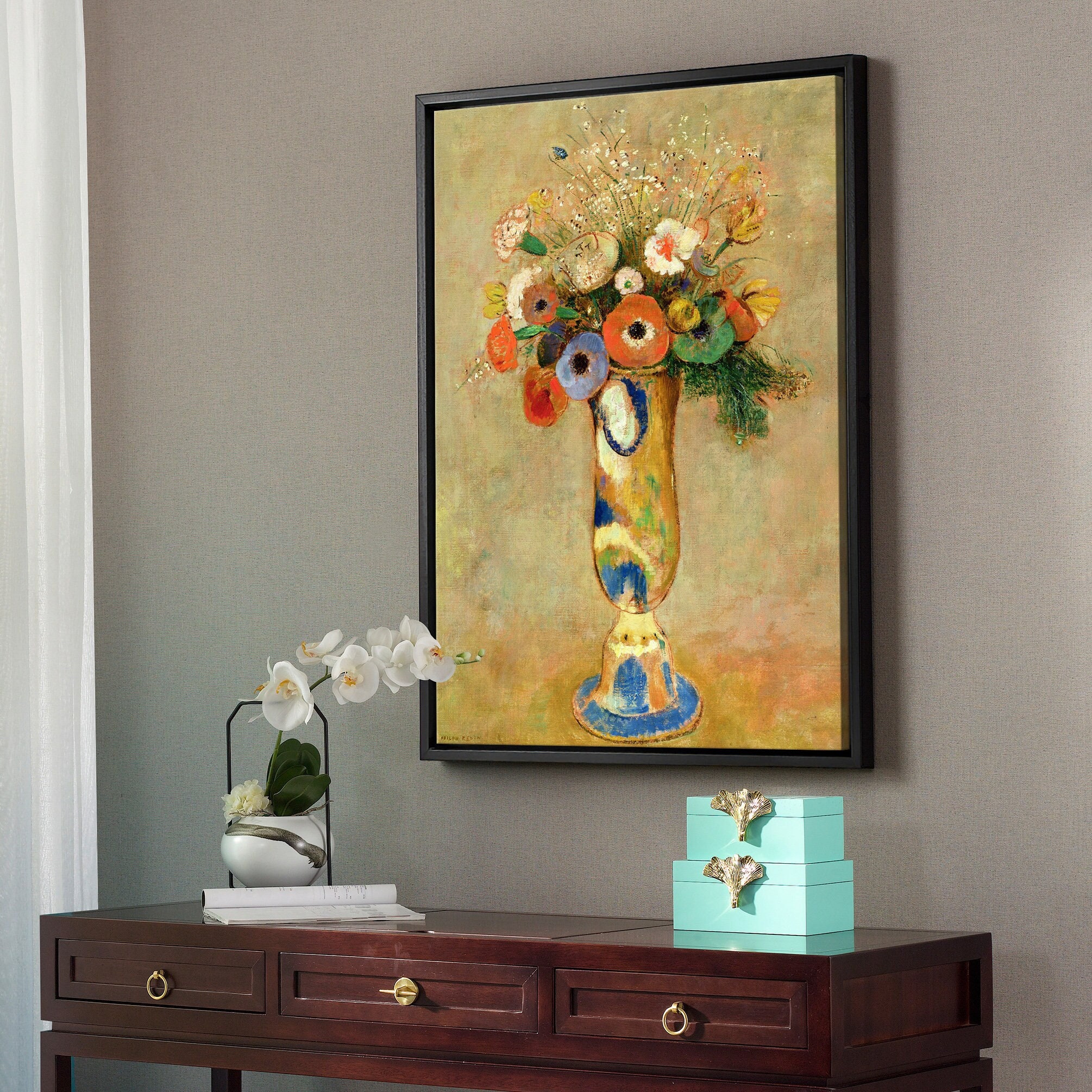 Odilon Redon, Flowers in a Painted Vase,large Wall Art