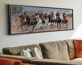Frederic Remington,A Dash For The Timber,Cowboy Art, Indians,Canvas Print,Canvas Art, Canvas Wall Art,Extra Large Canvas Art,Large,P125