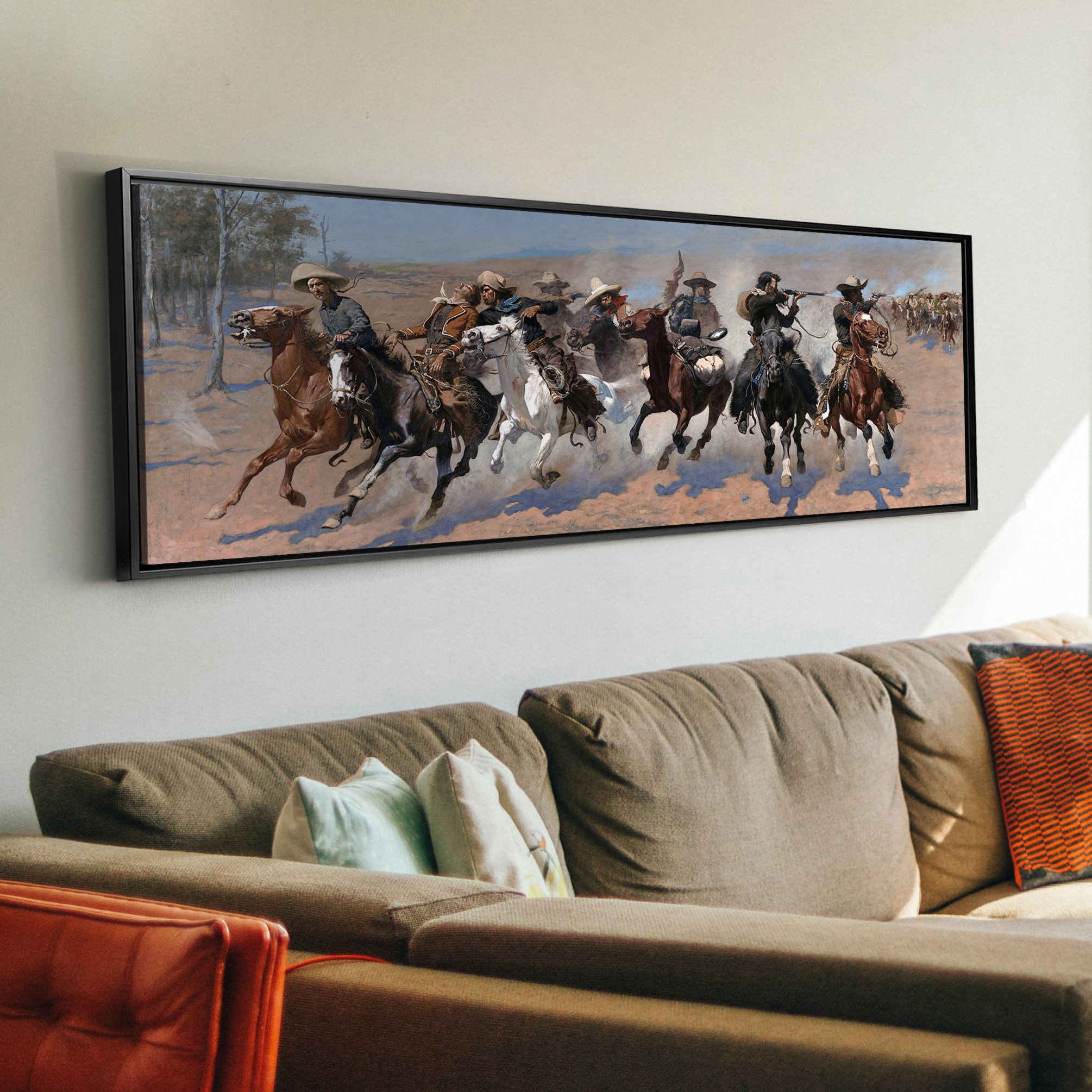 Frederic Remington,A Dash For The Timber,Cowboy Art, Indians,Canvas Print,Canvas Art, Canvas Wall Art,Extra Large Canvas Art,Large,P125